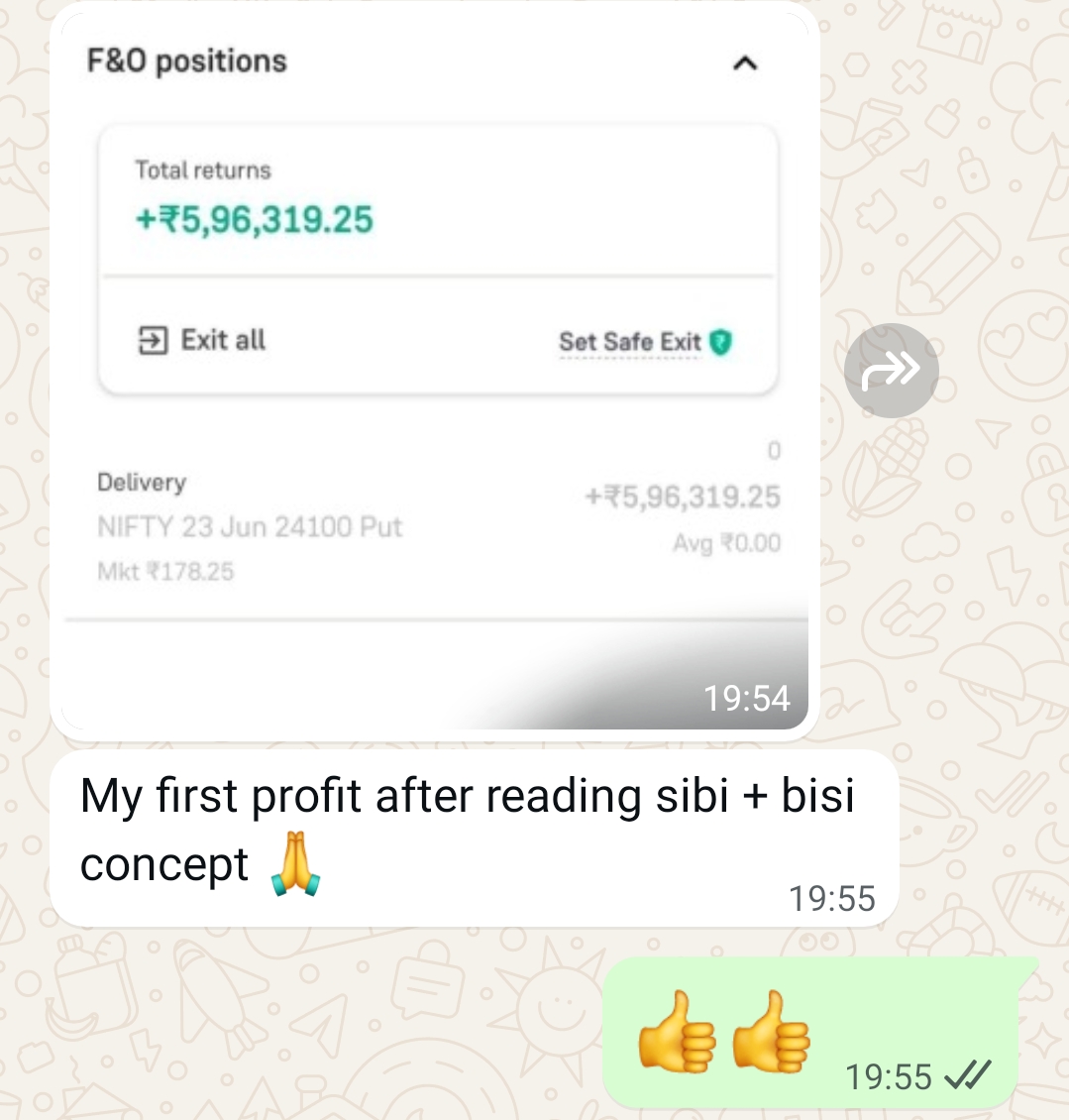 Trader feedback screenshot